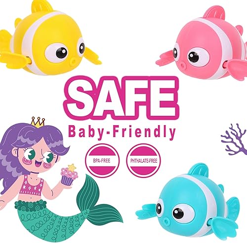 Miniatura 3 de Juguetes de baño para bebés para niños, 20 muñecas de sirena, peces de natación, bolas, cuchara y bolsa de almacenamiento. Juguetes de agua para
