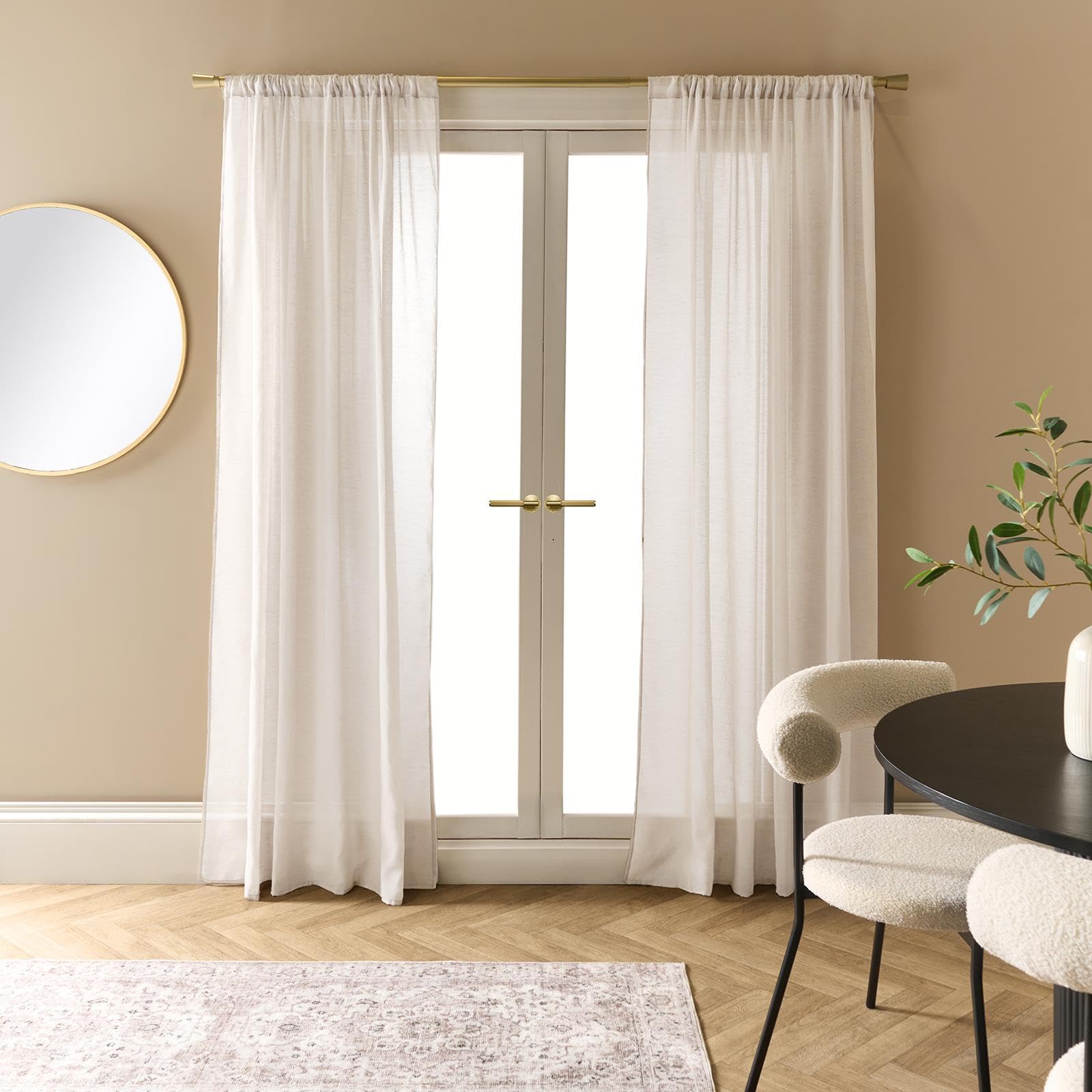 Ohs Linen Look Voile Curtains 2 Panels Net Rod Slot Top PairIvory from B&Q