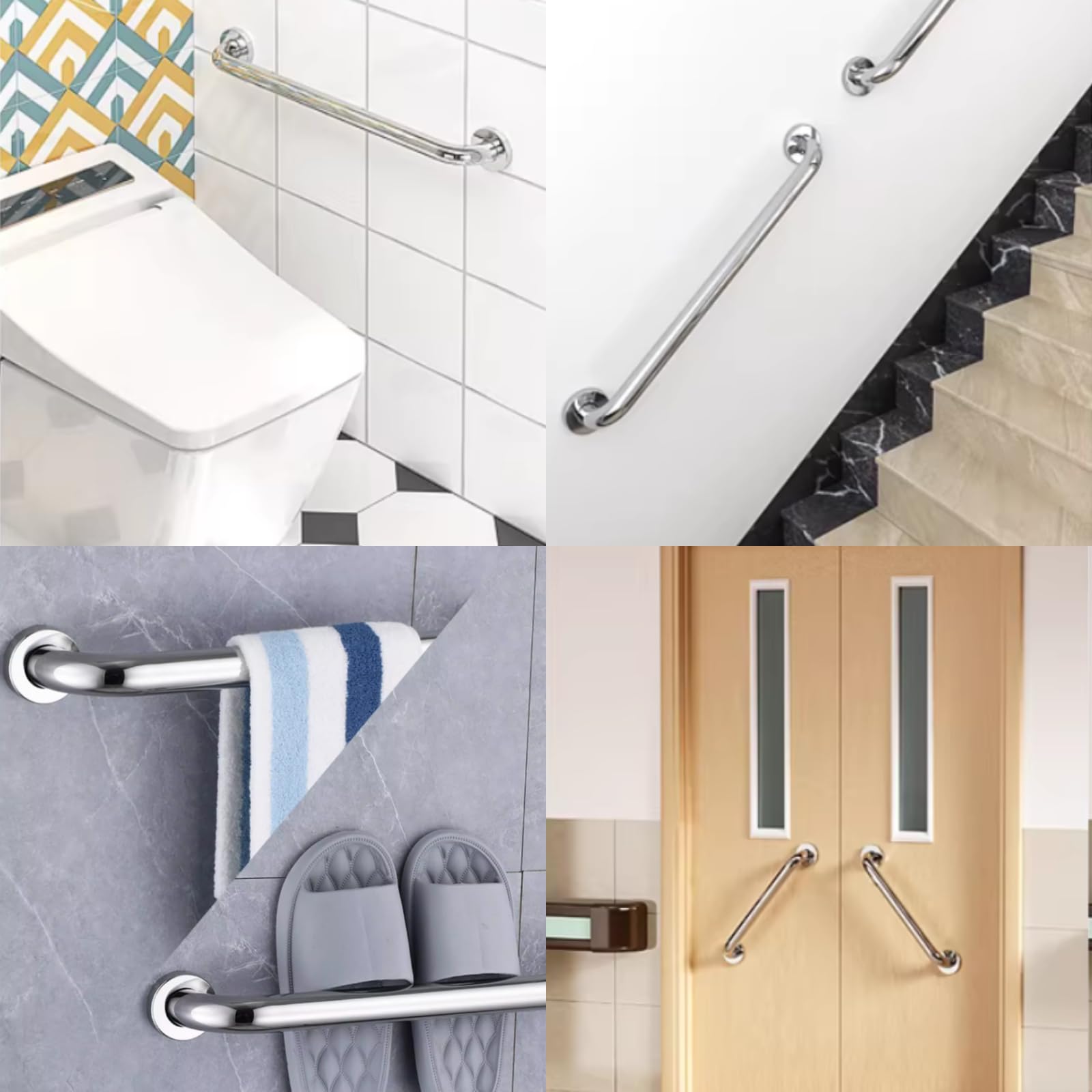 WITEN&NOCK Barre d'appui en acier inoxydable - 60 cm - Pour salle de bain et douche - Pour personnes âgées, salle de bain sans barrière - Mat