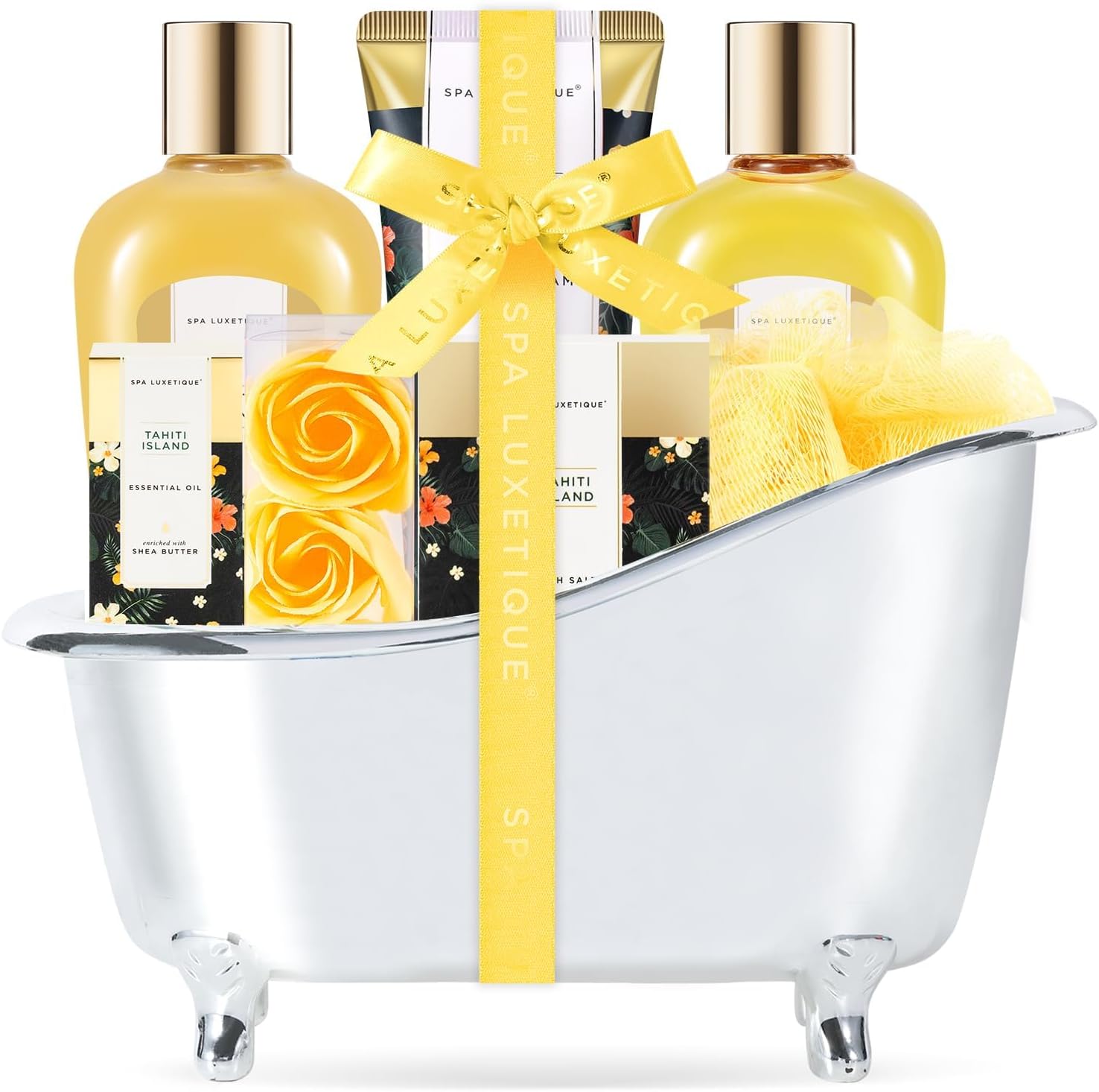 Spa Gifts Set, Spa Luxetique Spa Gift Baskets for Women, 8pcs Bath Set Includes Body Lotion, Bubble Bath, Bath Salt, Essential Oil