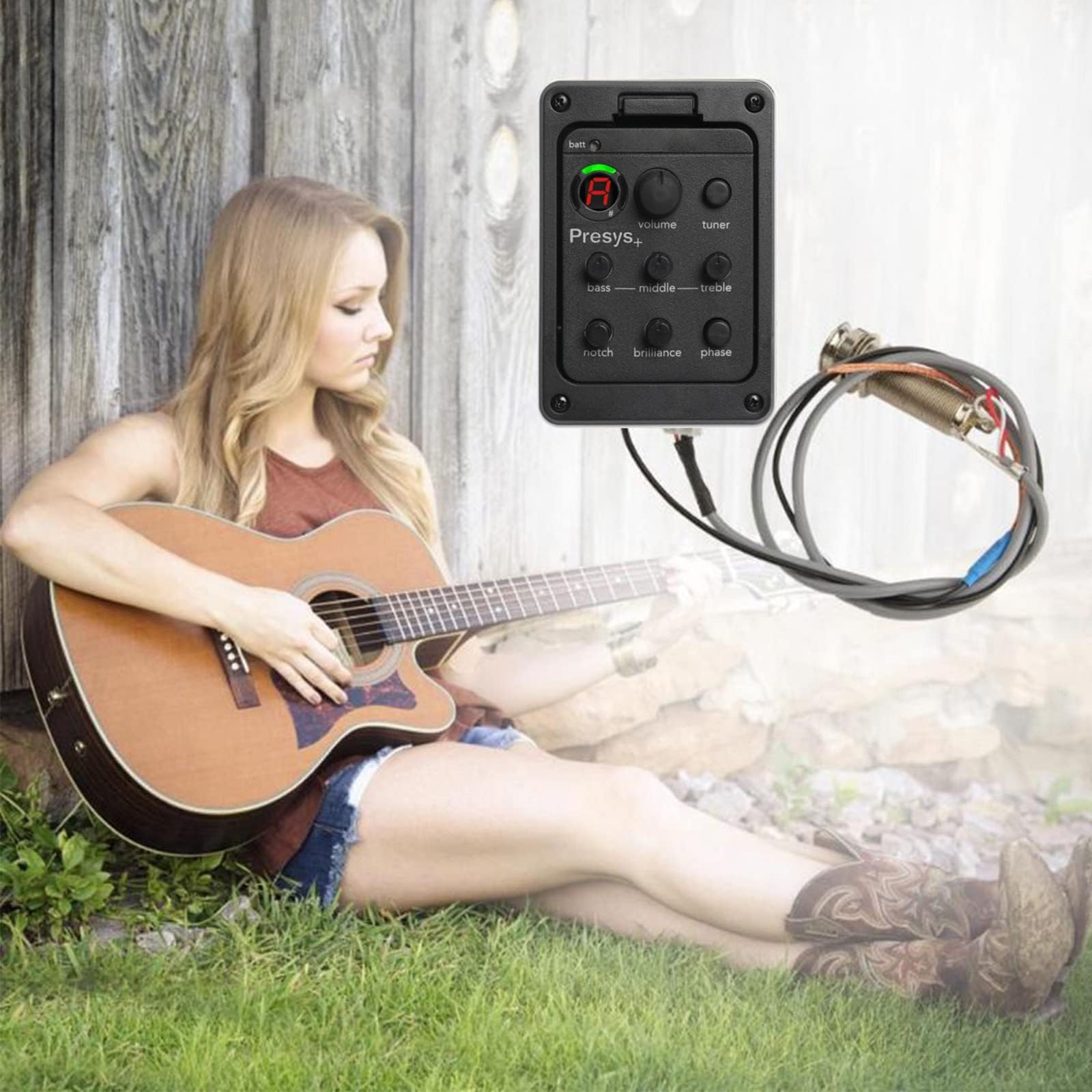 3-pasmowy przedwzmacniacz gitarowy equalizer do gitary akustycznej, jedna płyta tunera przedwzmacniacza