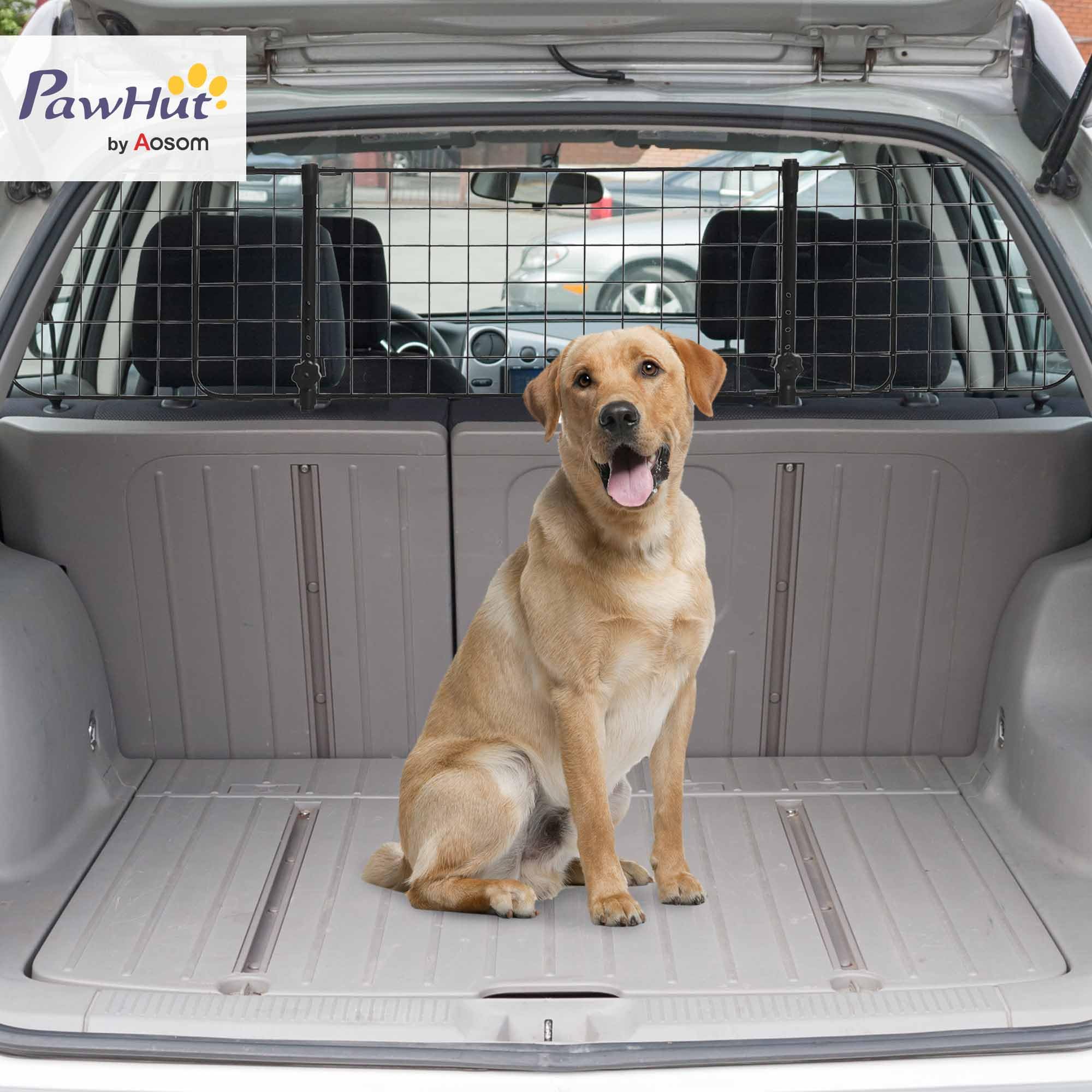 PawHut Grille de séparation Voiture Universelle pour Chien barrière de Protection Animaux Longueur réglable dim. 91-152L x 30H cm kit Complet Installation Inclus métal Noir