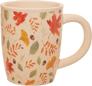Boston International Ceramic Mug for Coffee Tea & Hot Drinks, 12-Ounces, Harvest Leaves