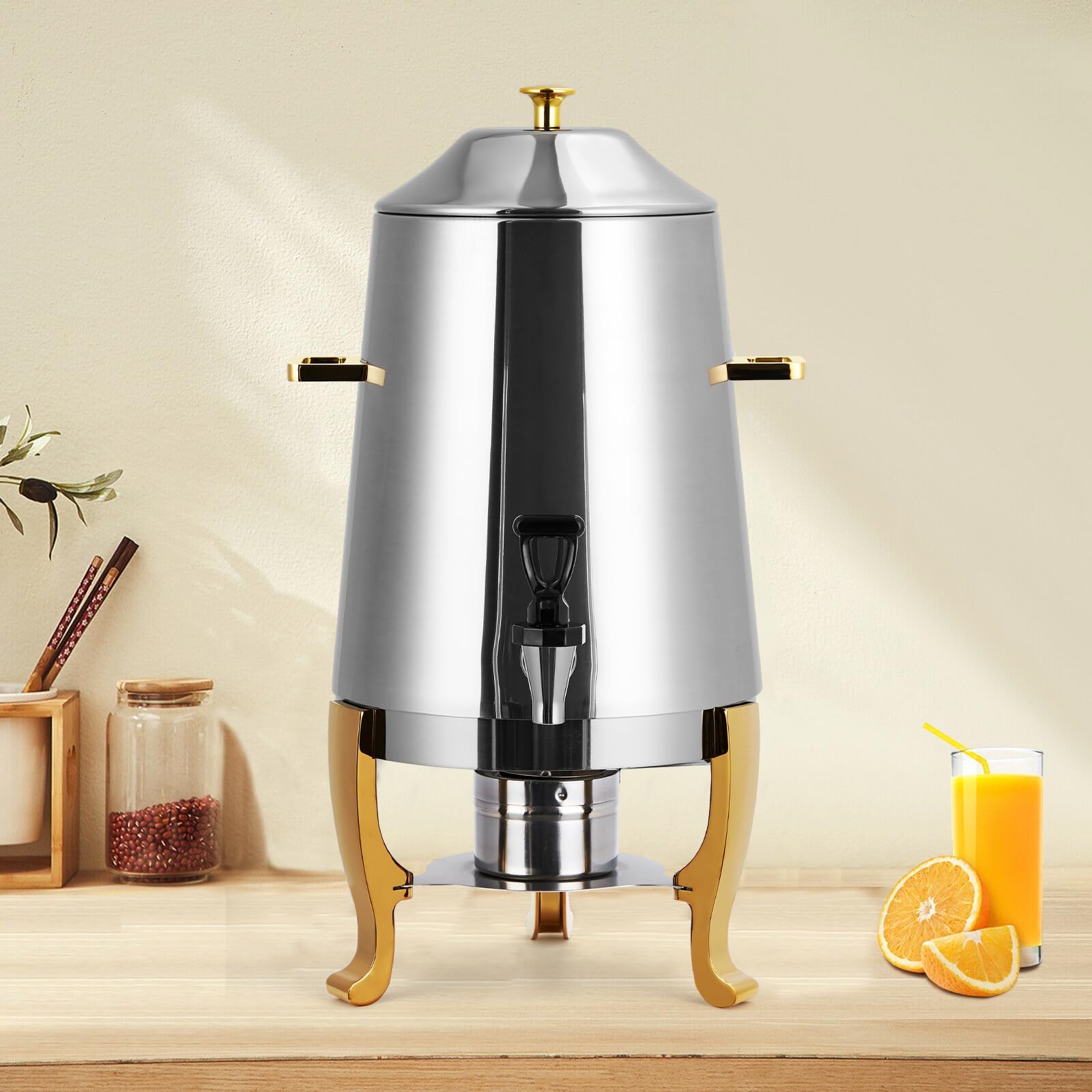 Dispensador de bebidas aislado, servidor de bebidas frías y calientes de 13 litros con espiga, urna de café para catering, fiestas, café, té