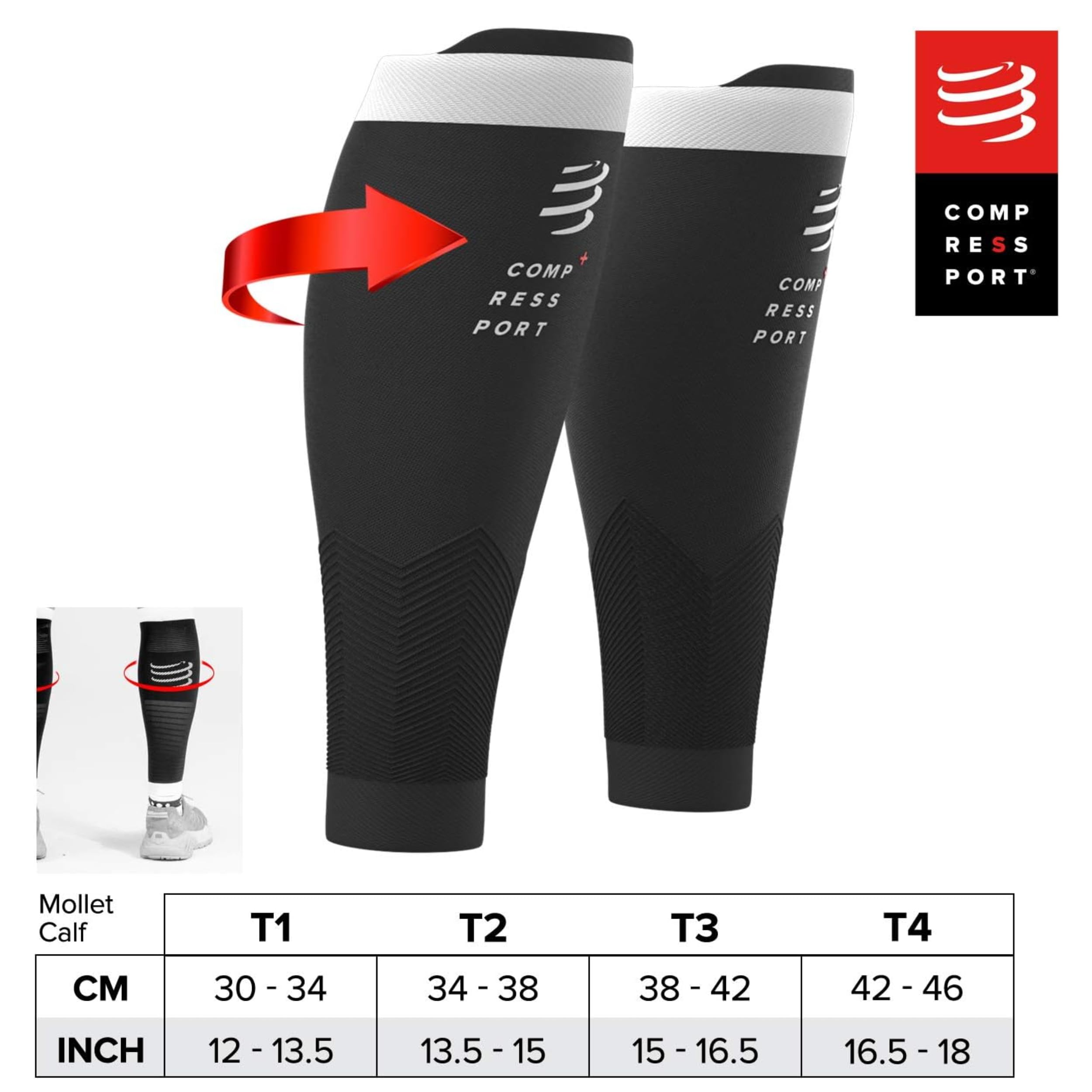 Compressport Manchon de Compression Mollets – R2V2 - Protection Musculaire, Performances et Récupération pour le Sport – Ultraléger et Antifatigue – Running, Cyclisme, Trail et Triathlon - 5