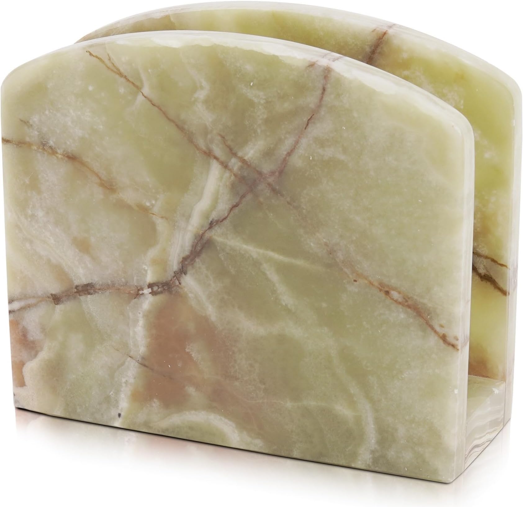 Handmade Green Onyx Marble Napkin Holder – 5.5 Inch Countertop Organizer for Kitchen & Dining, Simple Modern Paper & Serviette Holder, Stylish Home Décor