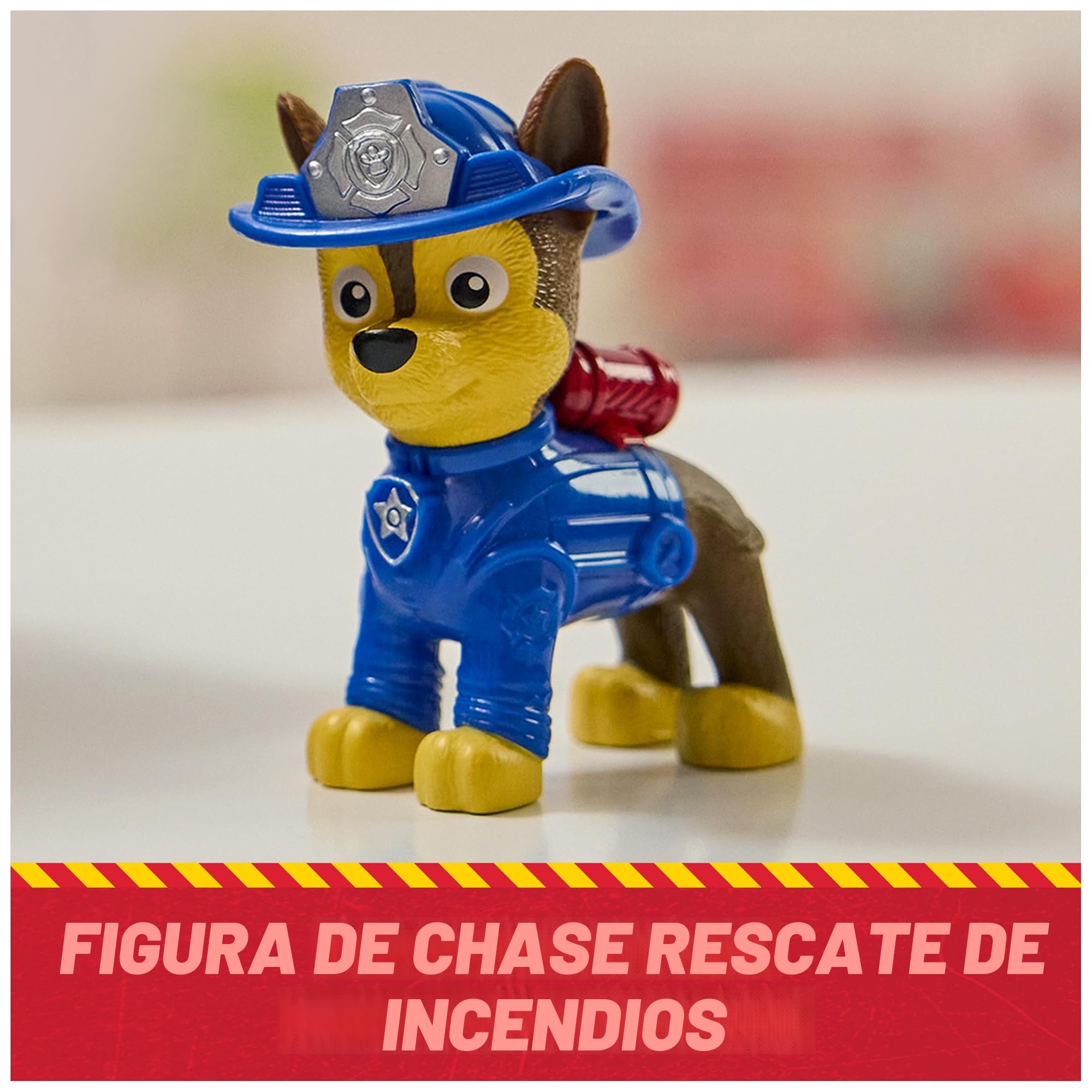 Paw Patrol – Patrulla Canina – Vehículo Figura Chase Fire Rescue Mission Bomberos – Coche Figuras coleccionables – 2 proyectiles – Patrulla Canina de Juguete – Coche Infantil – Juguete Infantil de 3