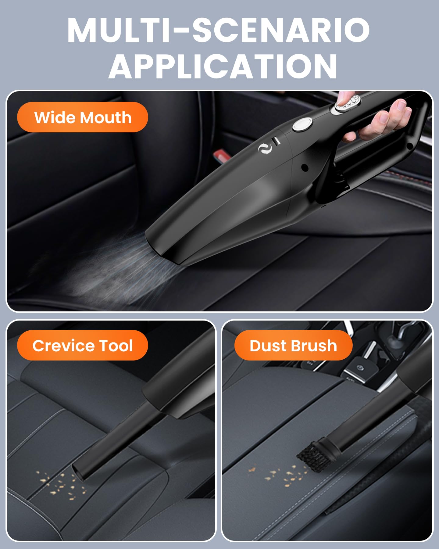 Aspirador Coche Recargable, Aspirador De Mano Potente, Aspiradora De Mano Sin Cable Pare Filtro HEPA, Mini Aspiradora para Hombres y Mujeres, Accesorios para Limpieza Interior