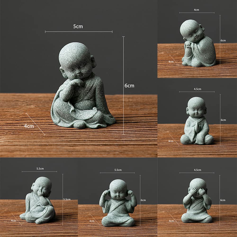 ZYWUOY Lot de 6 décorations en résine pour aquarium - Petit Bouddha de la sagesse - Bonsaï - Collines artificielles, paysage, statues de Bouddha