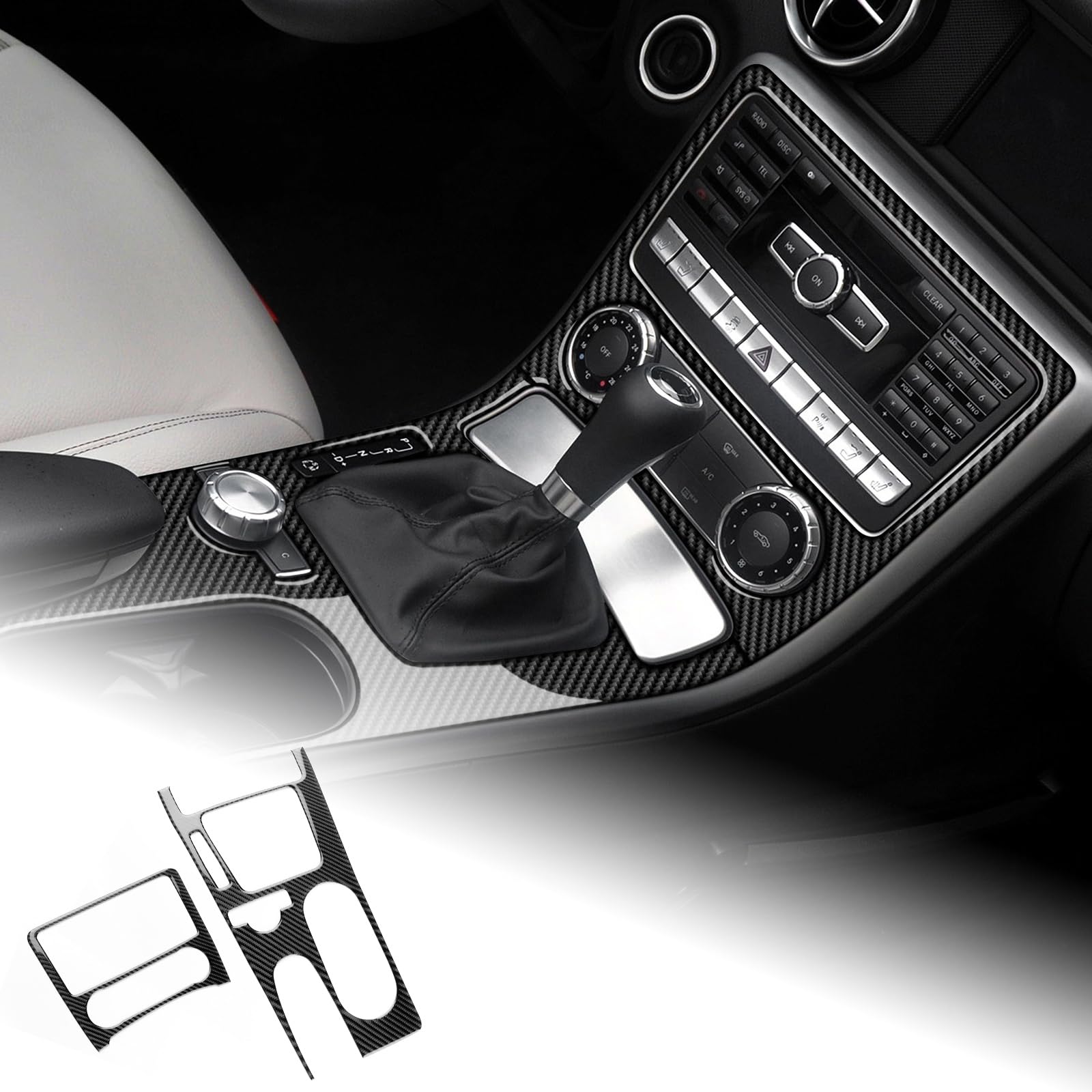 Osłona zmiany biegów pasująca do Mercedes-Benz SLK R172 2011-2016, czarny wygląd karbonu, kierownica po lewej stronie