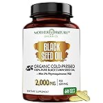 Organic Turkish Black Seed Oil Capsules, Premium Cold Pressed, High TQ, 1 Month Supply, Non-GMO Black Cumin Nigella Sativa Oil for Immune Support, Joint, Digestive Health, 1000mg per Capsule, 60ct