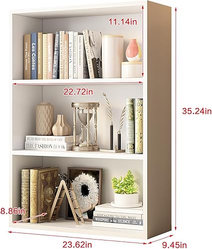 Miniatura 3 de ALISENED Estantería abierta de 3 niveles, estantería elegante y funcional, estantería organizadora de almacenamiento para el hogar, oficina, sala de