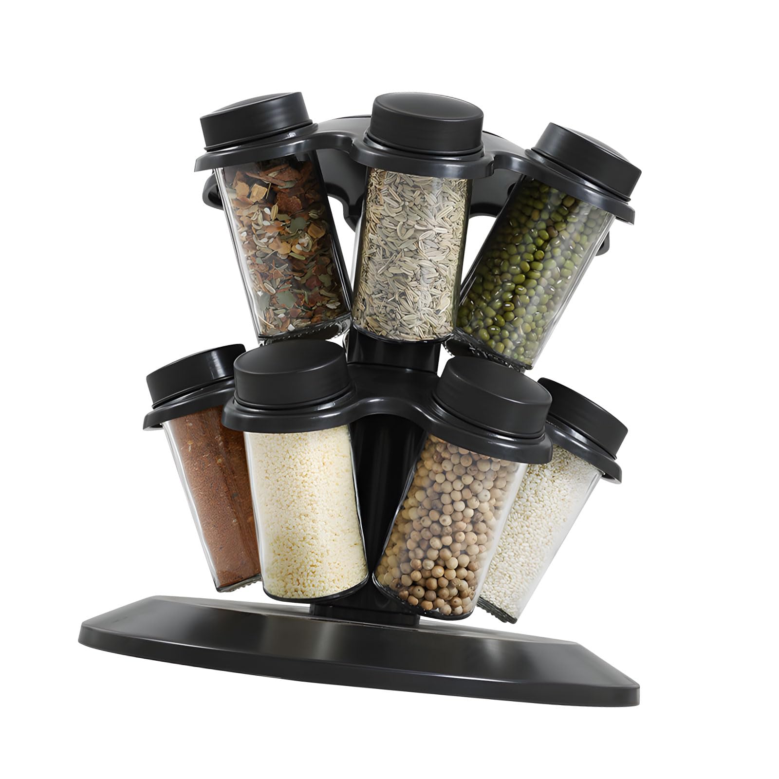 HDOYTXXM Space Efficient Rotating Condiment Rack12 Jars Removable Strainer Lids Organized Cabinet Countertop Storage Solution Rotating Condiment Rack