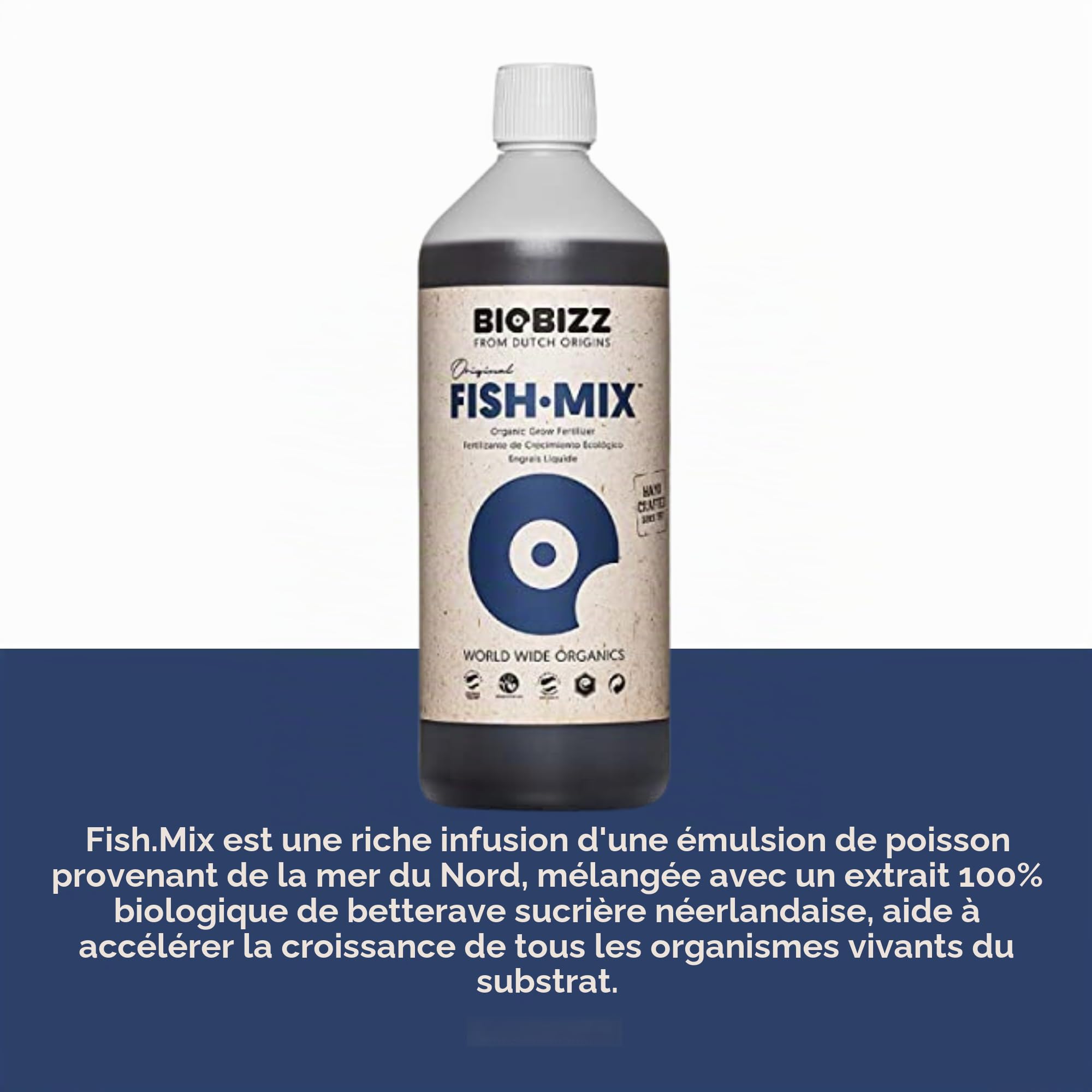 GROWMANIA Fish Mix de BioBizz 1L + Probe Boost Up de Up Nutrients + Cuillère à mesurer | Stimulateur organique de la croissance | Idéal pour les jardins domestiques et les installations domestiques