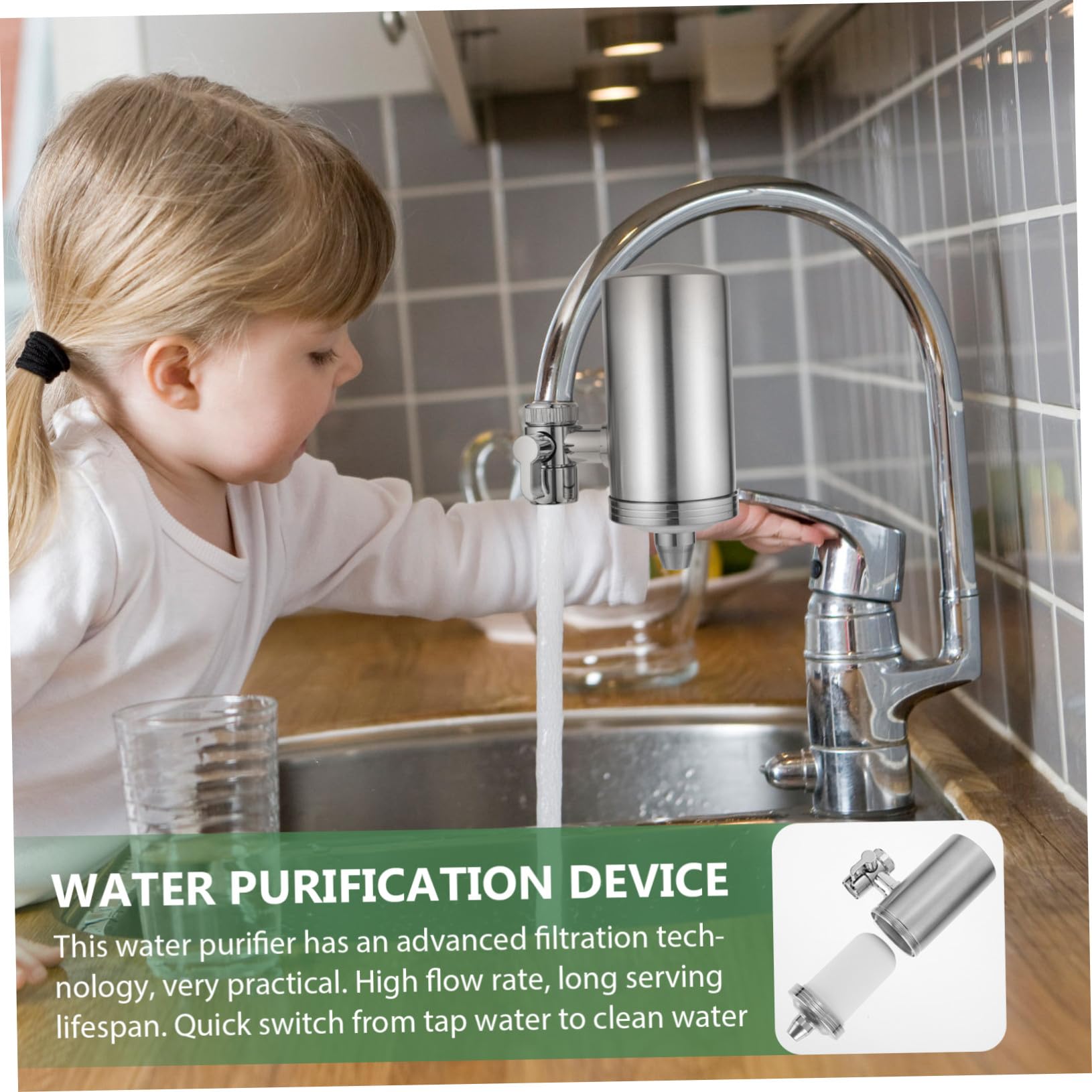 Operitacx Purificateur Eau Pour Évier Filtre Robinet Acier Inoxydable Purificateur Eau Pour Cuisine