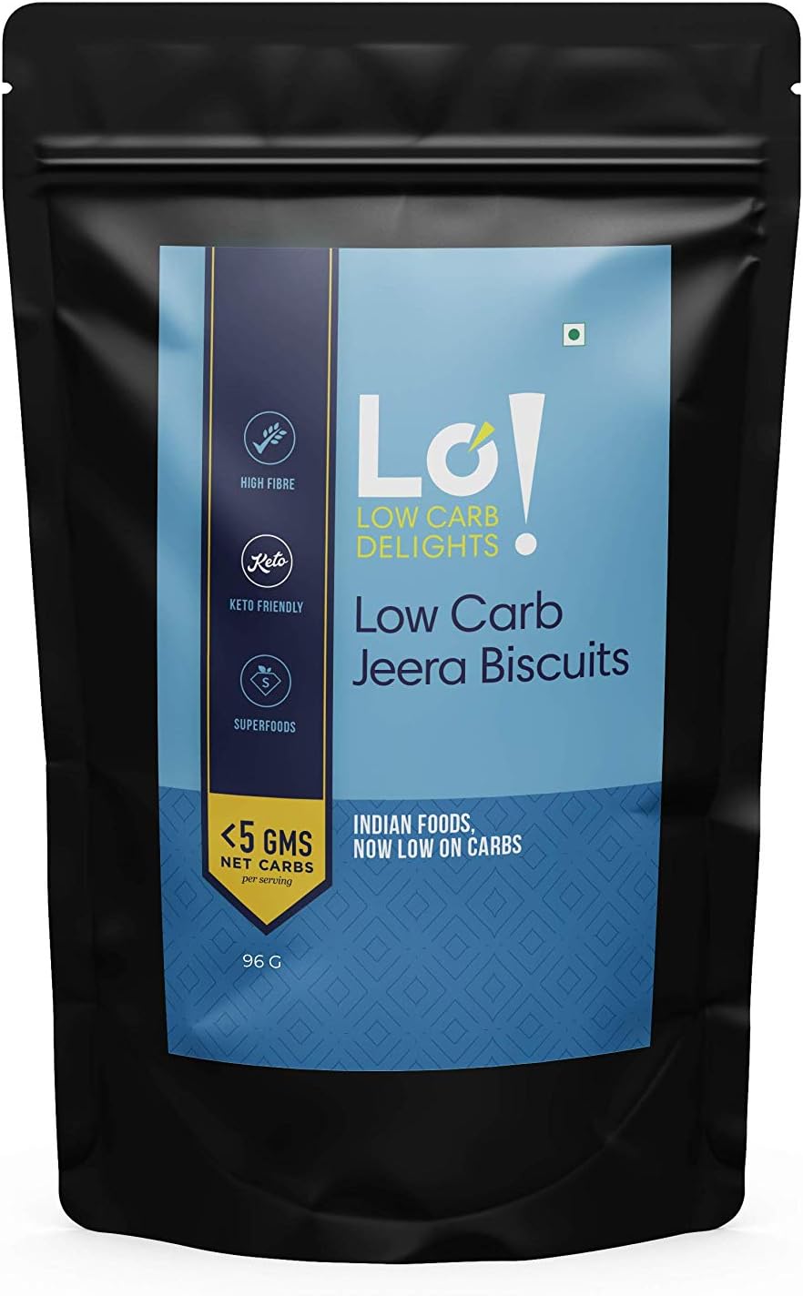 Lo! Foods - Low Carb Jeera Biscuits | Healthy Snack | Keto Diet & Diabetic Diet Friendly | Sugar Free Biscuit