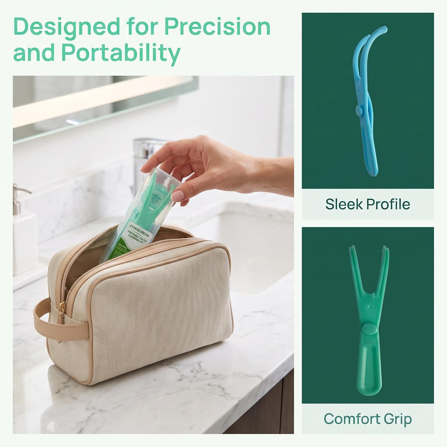 Reusable Dental Floss Dispenser Kit, 2 Pack Floss Holder with 6 Mint Dental Floss Refills, 60M Waxed Floss, Easy Refill Floss Container for Home Bathroom Travel Oral Care, Blue & Green image 5