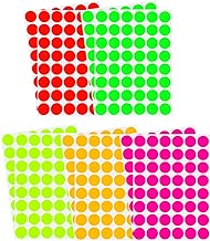 Royal Green Neon Color Coding Labels 3/4 inch (0.69) inch 17 mm Round Dot Stickers - 5 Different Fluorescent Colors Dots Label - (11/16) inch Rounds Sticker 960 Pack