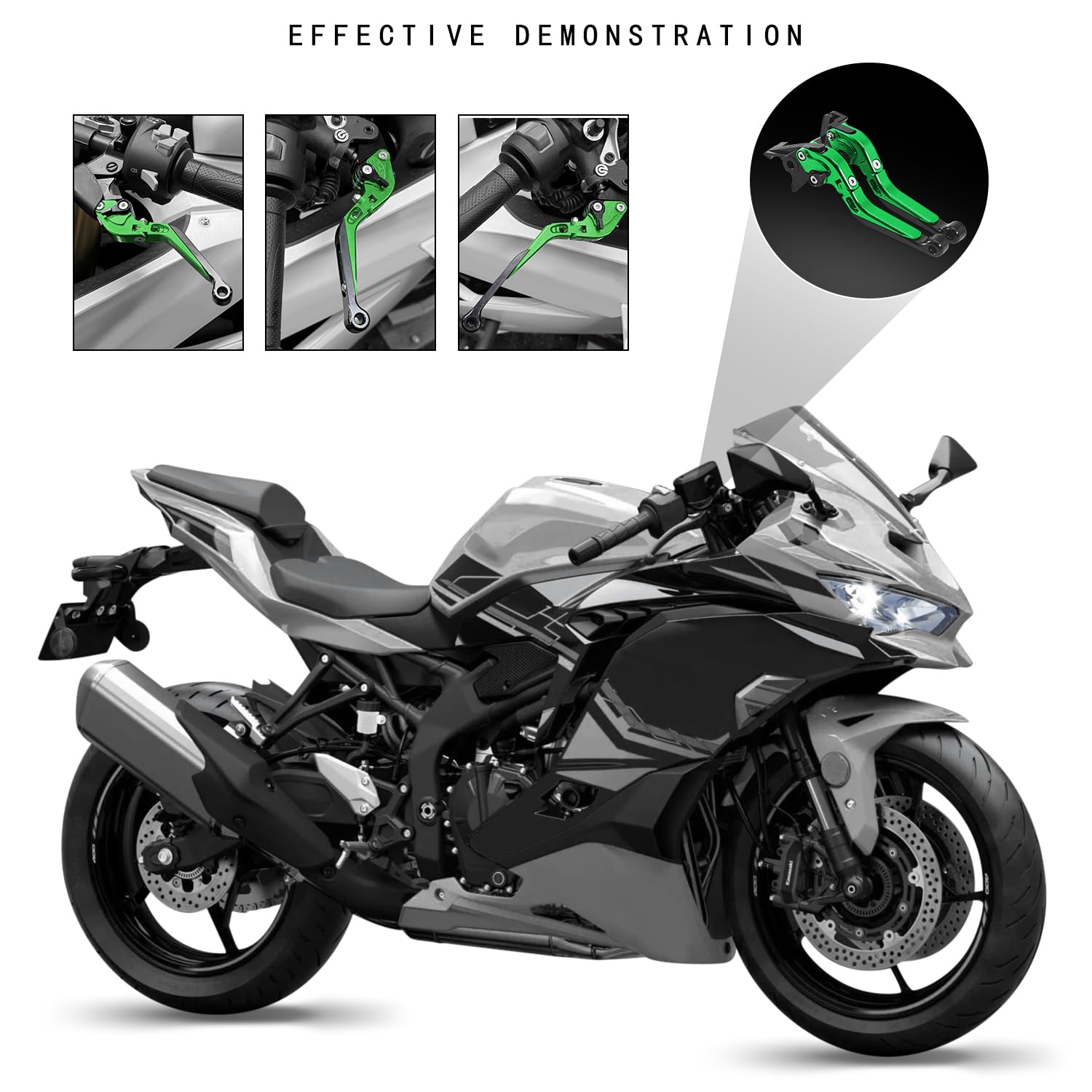 Pour Z900 Z650 NINJA650 2017-2024 Vulcan s650 2015-2024 Moto Leviers de Frein et d'Embrayage Réglables, Extensibles et Pliables, CNC Kit Levier d'embrayage Levier Frein Moto (Vert)