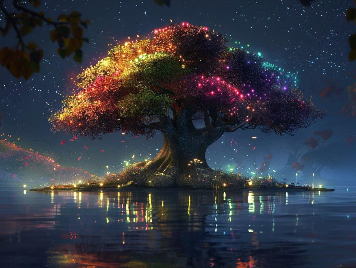 Dipingere con i Numeri 60x80cm Senza Cornice, Albero, k-410 | Paint by Numbers Il cielo stellare Quadri da Dipingere Numerati Kit Pittura, Decorazioni Casa e Regalo Creativo