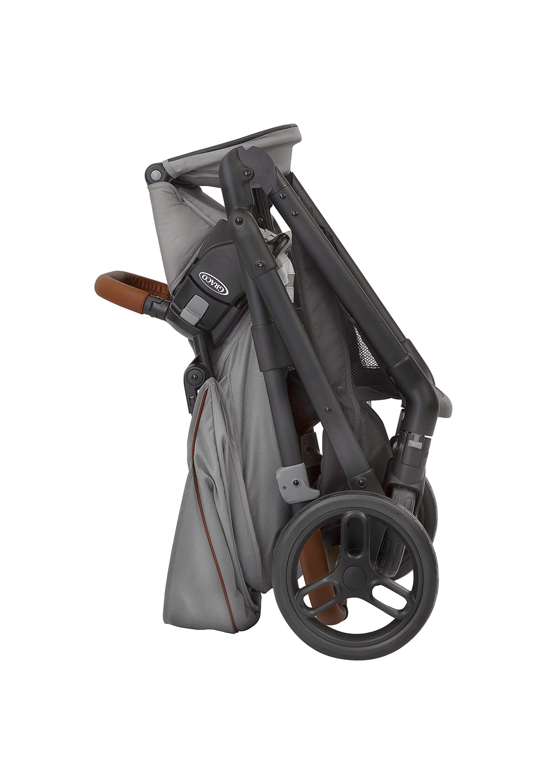 Graco Near2Me - Cochecito (desde el nacimiento hasta los 4 años aprox. 0-22 kg) con función de ajuste de altura Slide2Me, saco de lujo y protector de lluvia, gris