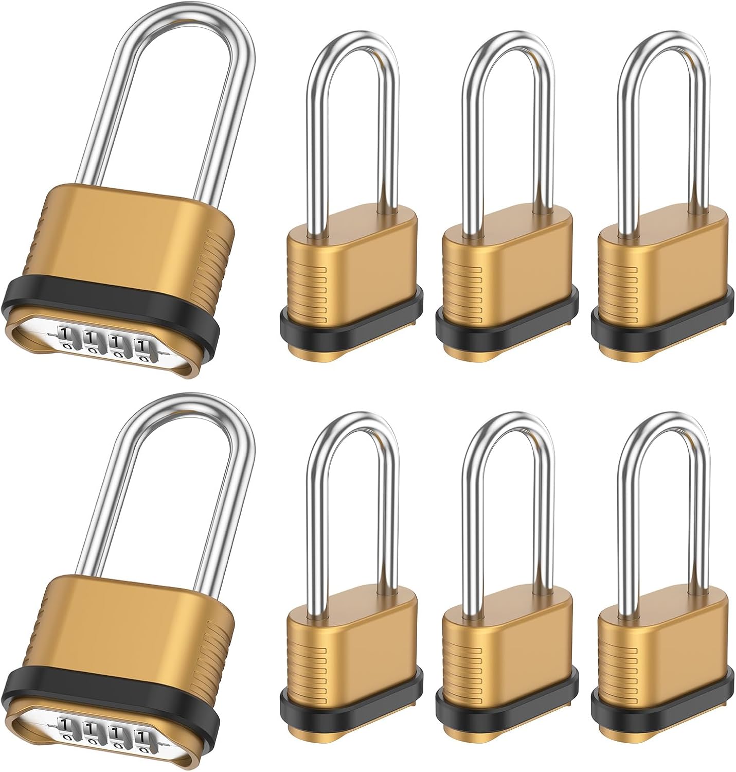 8 Pcs Outdoor Combination Lock Weatherproof, 4 Digit Zinc Alloy Combination Locks Pad Locks 105mm Long Combination Lock Outdoor for Home Gate Courtyard Gate Warehouse Garage Storage Units Gym Lockers