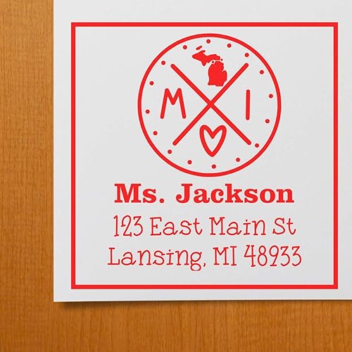 Miniatura 314 de Texas State Love - Sello de dirección cuadrado, uso con almohadilla de sellos, sello de correo de Texas, tamaño 1-5/8 pulgadas Manija