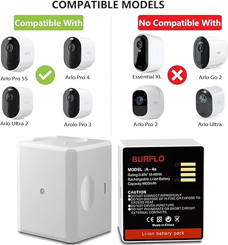 Miniatura 2 de Paquete de 2 baterías recargables para cámaras Arlo Pro 5/5S 2K/Arlo Pro 3/Pro 4/Ultra/Ultra 2, modelo A-4A, ‎VMA5400 VMC4040 VMC4040P VMC5040