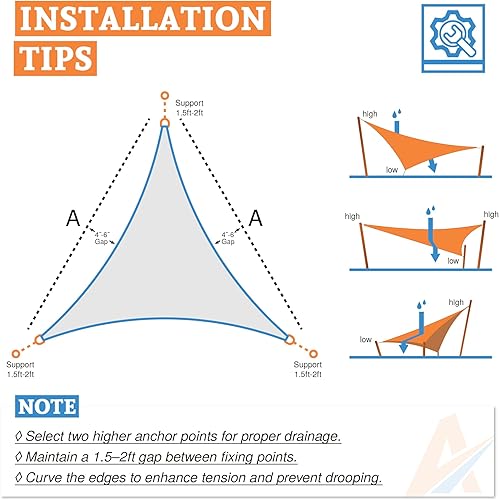 Miniatura 5 de Toldo impermeable triangular derecho de 16 x 16 x 23 pies, toldo impermeable para patio al aire libre, jardín, terraza, pérgola (rojo)