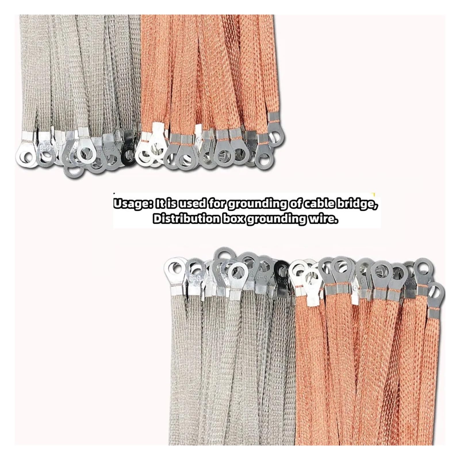 Kabel uziemiający, 100 sztuk, z czystej miedzi, pleciony kabel miedziany, elastyczne płaskie połączenie kablowe, kabel rozruchowy do drzwi rozdzielczych (opper, 250 mm_4 kwadratowy)
