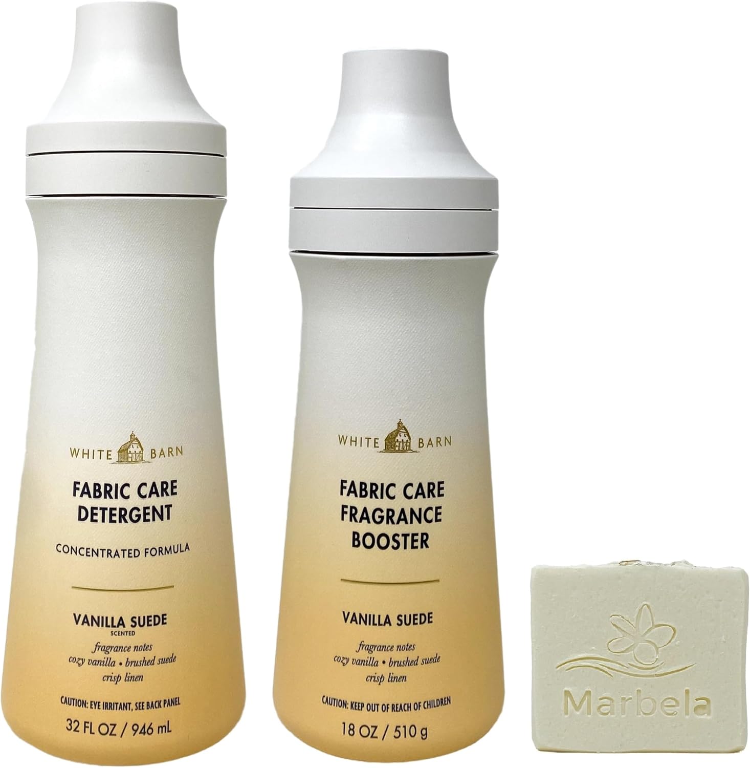 Bath & Body Works Vanilla Suede Fabric Care Detergent and Fragrance Booster Duo Set with a Natural Oats Bar Soap