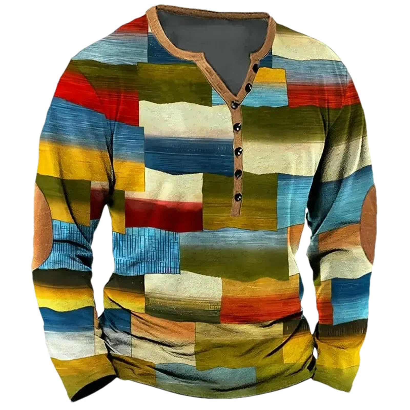 T-shirt vintage patchwork avec impression 3D effet denim quadrillé - 5