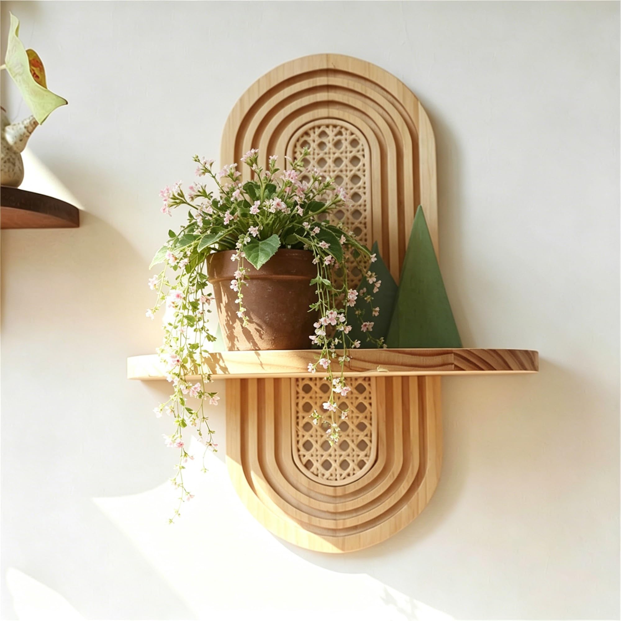 Étagère murale bohème en bois pour rangement salon et déco chambre
