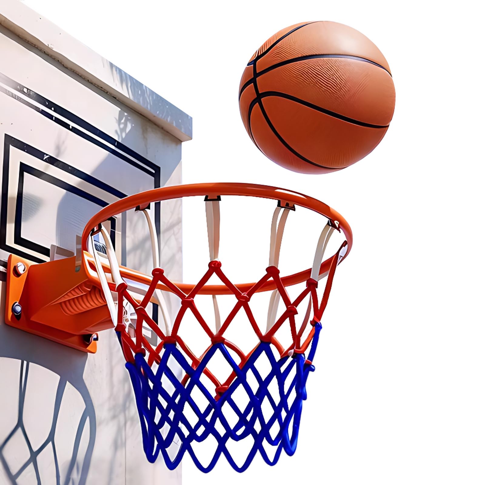 Robuster Basketballkorb für Erwachsene, Standardgröße 45,7 cm, wandmontierter Doppelfeder-Rand, Installationsset