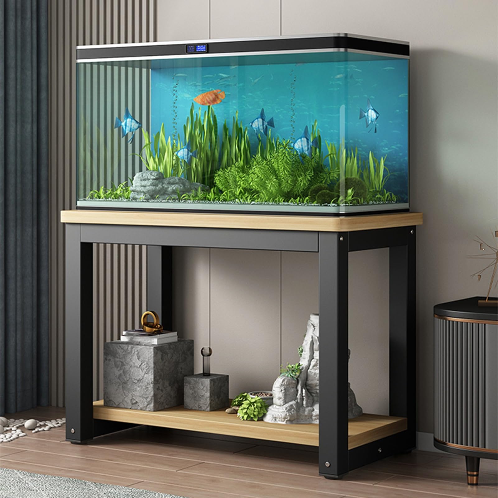 DECAKE 2-Tier Aquarium Cabinet for Multiple Tanks, Large Capacity Storage Kitchen or Reptile Terrariums