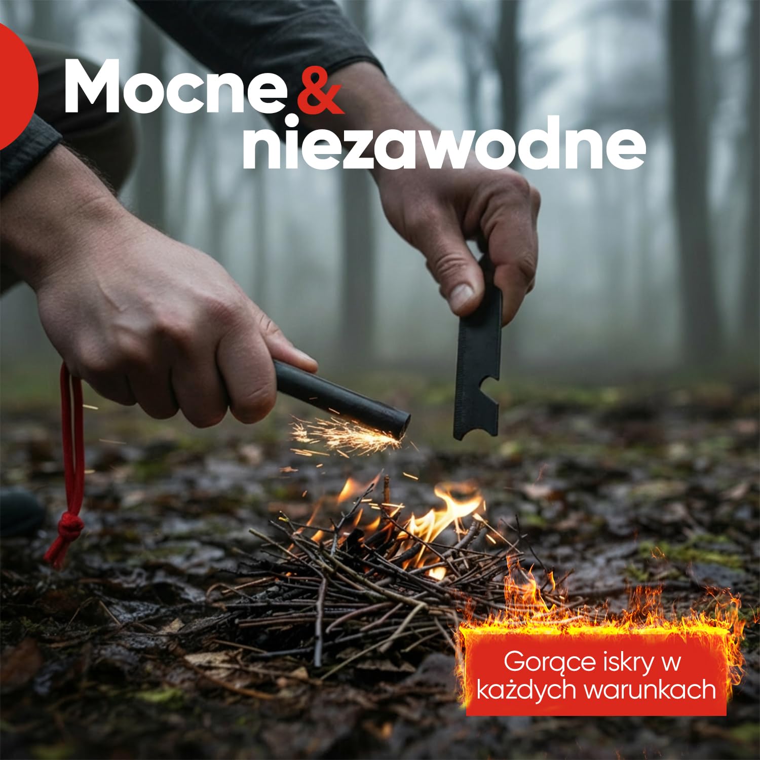 EVOCAMP Krzesiwo do użytku na zewnątrz, zestaw krzesiwa XXL, torba z pętlą Molle i paracord, krzesiwo kompaktowe: długość 12,7 cm, krzesiwo, wyposażenie survivalowe na kemping, bushcraft