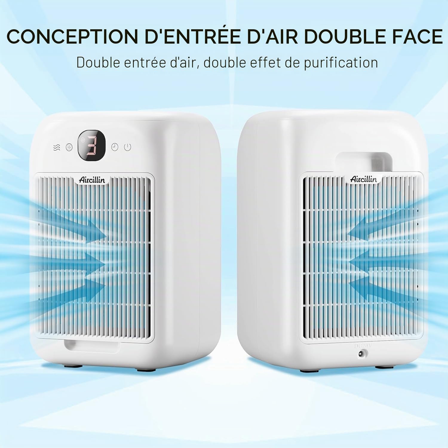 Aircillin Purificateur d'Air, avec Filtre HEPA, Air Purifier CADR 180m³/h