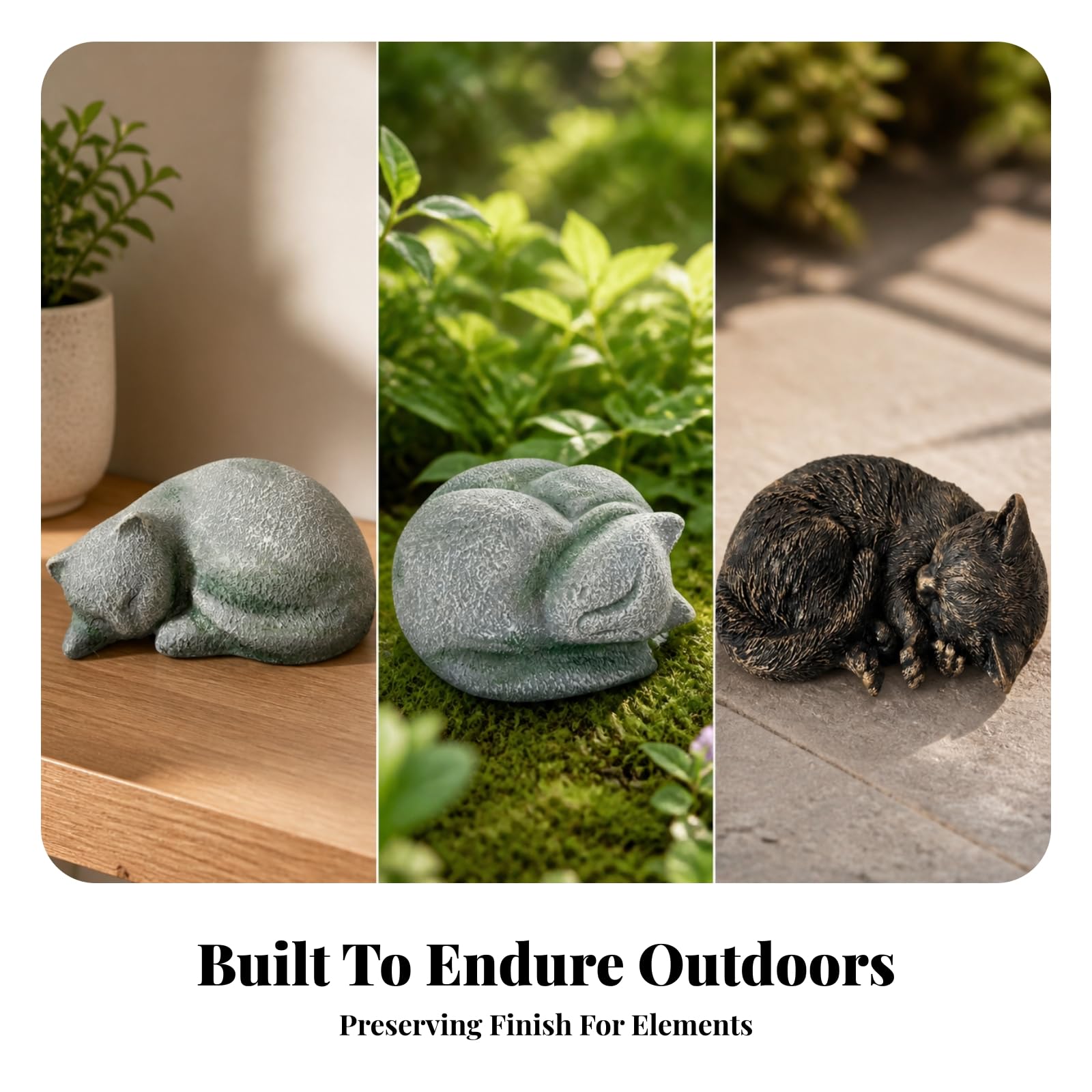 Memoriale per Durevole Scultura | Pietra Commemorativa Del Gatto, Facile da Pulire, Statua di Gatto in riposo, per Giardino, Degli Animali, Oro Retro, Stile C