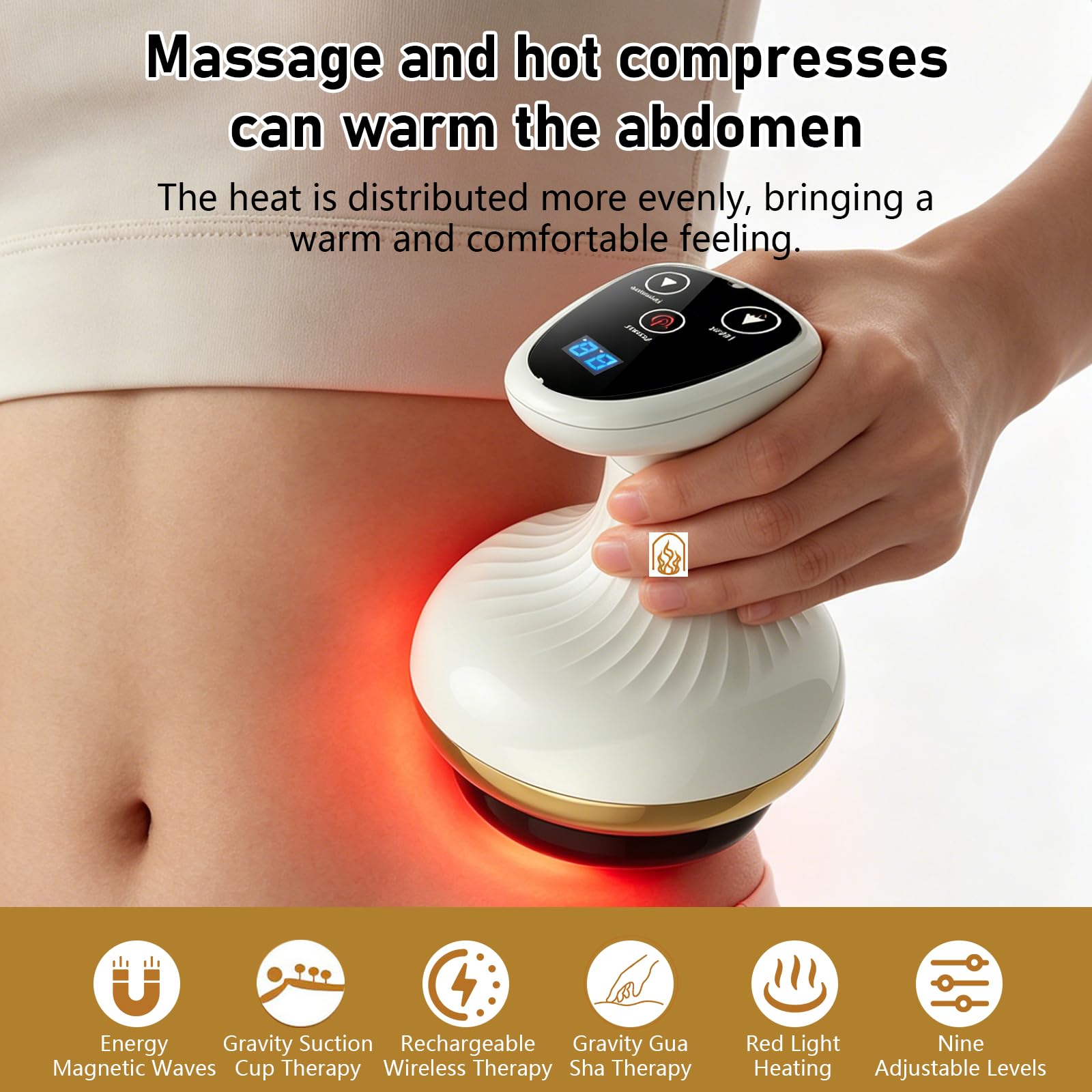 Masaje 4 en 1 masajeador contra celulitis, vacío y Gua Sha eléctrico, 9 niveles de calor, 9 niveles de succión, piel más firme y mejor circulación sanguínea, masaje profundo con calor, para uso en - 4