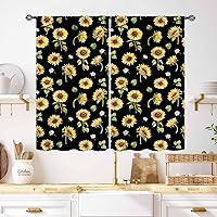 Vista 28 de Cortinas rústicas de cocina de girasol, tablón de madera de campo de campo amarillo, floral, abeja, libélula mariposa, retro, casa rural, Girasol-11