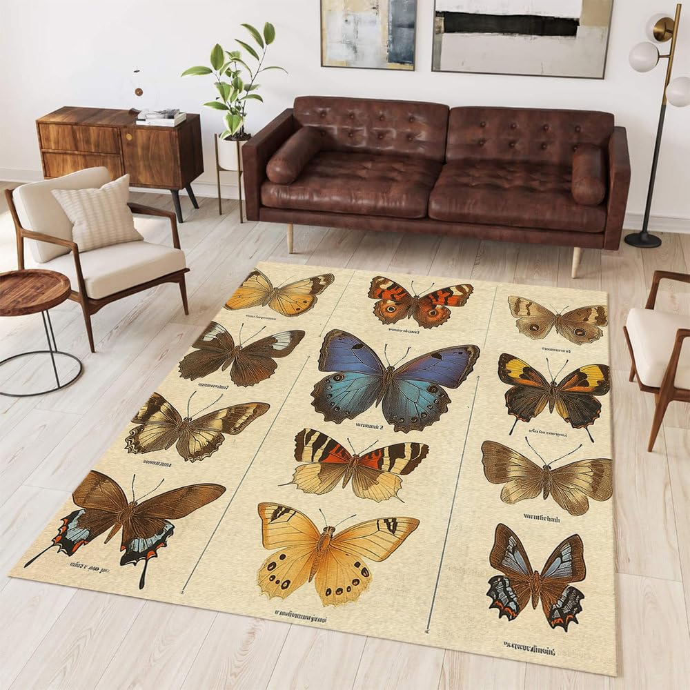 Tapis de salon vintage antidérapant et doux | Fini les glissades, tapis nettoyage facile
