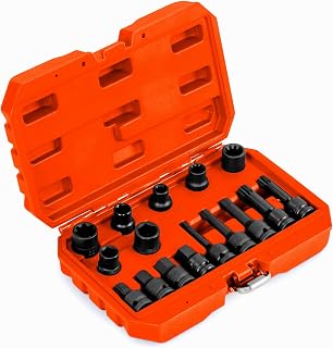 COSTWAY 16 Piece Ratchet Wrench Set, Steel Socket Wrench Set with Box, 1/2" Drive Wrench Brake Adjustment Tool Set for Various Vehicles (Orange)