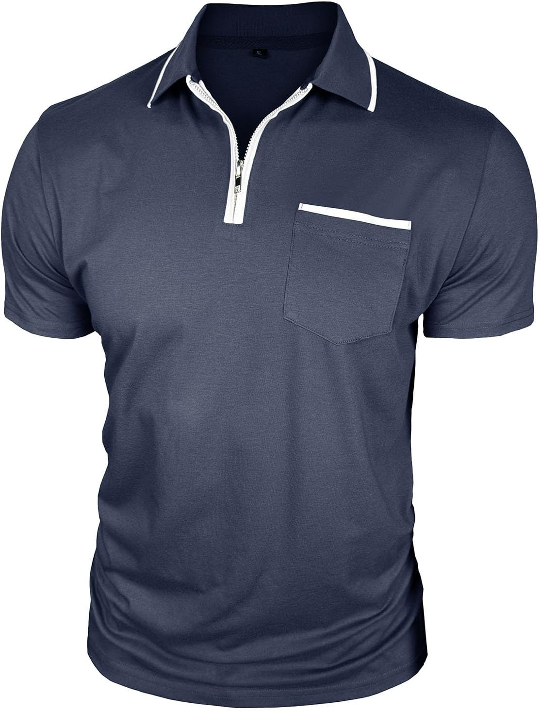 Men's Short Sleeve Zip Up Shirt Color Block Stand Collar Pullover Casual Top Summer Lightweight Fashion Button Shirts