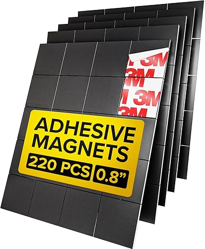 Miniatura 28 de Imanes hiperadhesivos con parte trasera adhesiva, 110 piezas de 0.8 x 0.08 pulgadas cuadrados magnéticos fuertes para pizarra blanca, imanes de 110