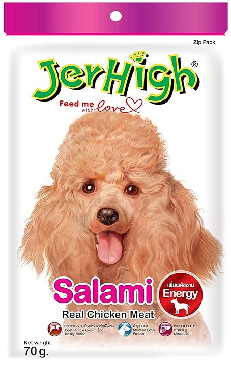 JerHigh Salami Real Chicken Meat for Dog, 70 g (Pack of 12)