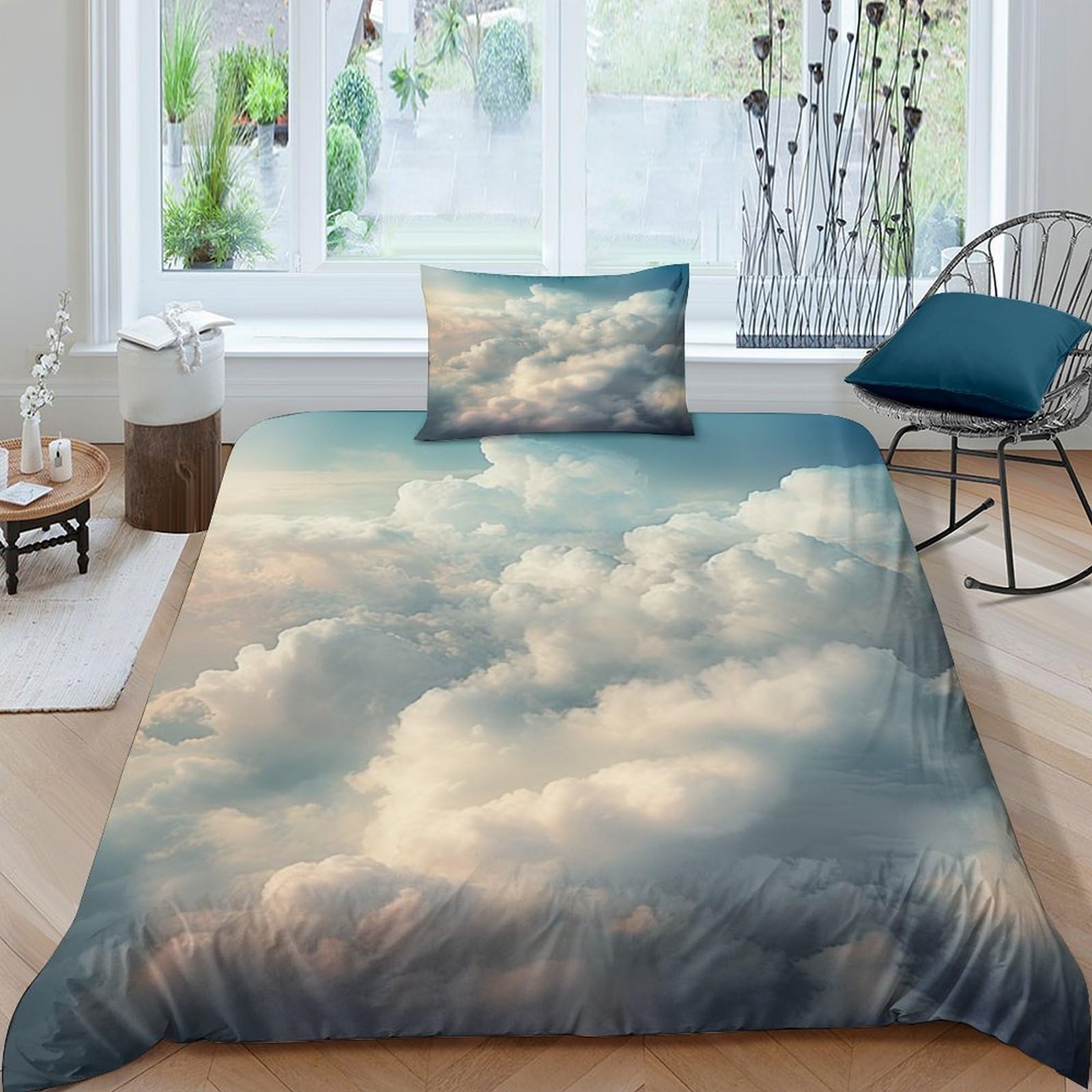 Nuage Blanc Parure De Lit 3D pour en finir avec les couettes qui glissent du lit single