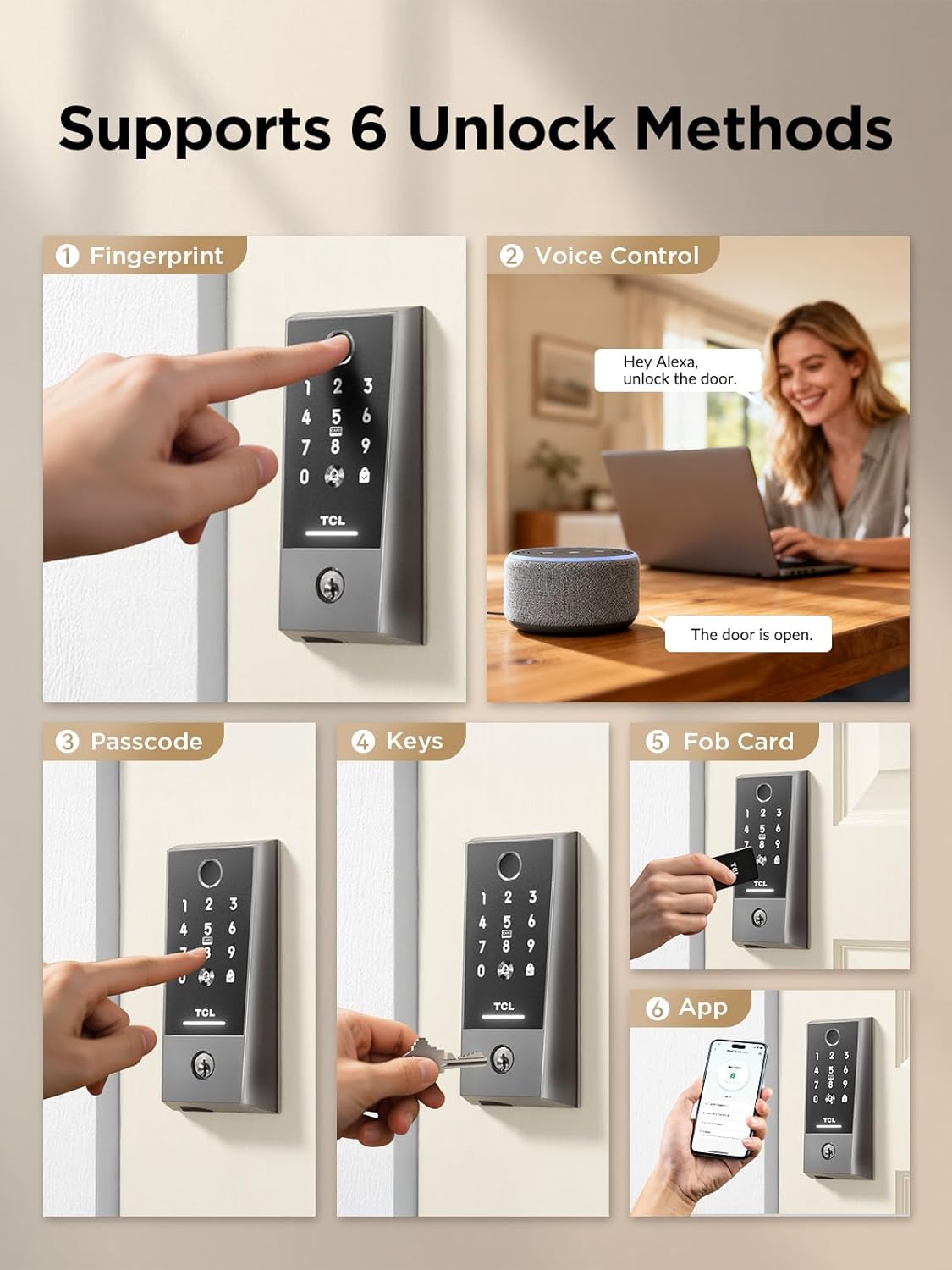 TCL D2 Plus Smart Lock, Fingerprint Door Lock with Keyless Entry Security Electronic Deadbolt for Front Door, Built-in Doorbell, Compatible with Alexa, Auto Lock, Easy Install 8 71tnb3Go0mL. AC SL1500
