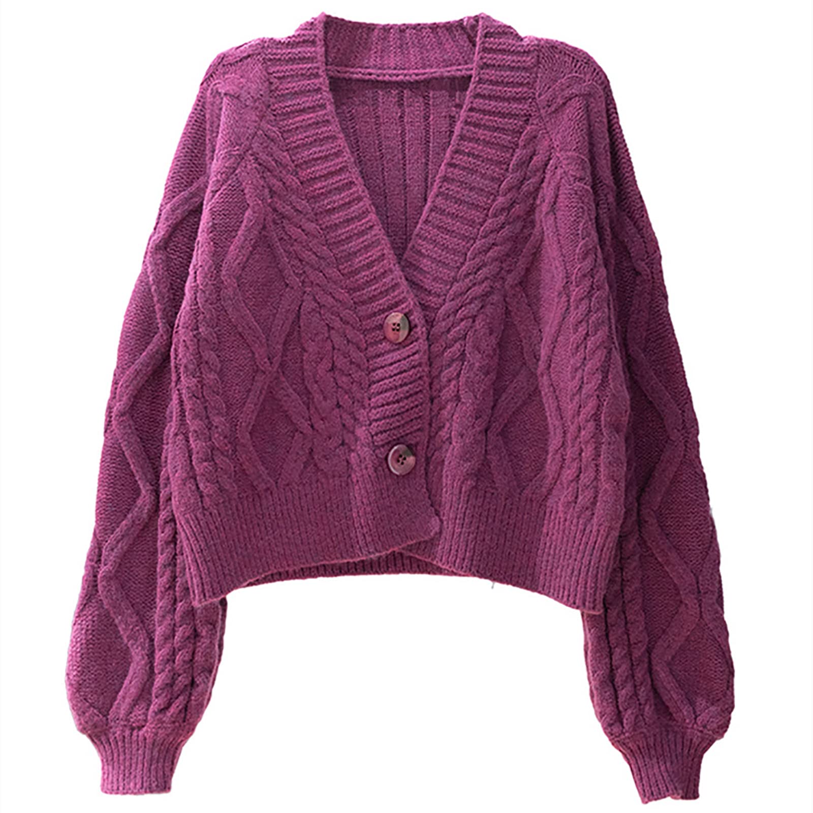 Amazon.co.jp: カーディガン レディース ニット パフスリーブ Vネック