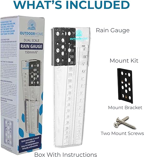 Miniatura 6 de Pluviómetro 6 pulgadas deluxe exacto profesional lectura fácil con escala doble de Outdoor Home Pluviómetros para exterior de montaje perfecto para
