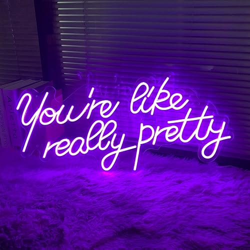 Miniatura 7 de Letreros de neón con luces LED de neón con texto en inglés You Are Like Really Pretty para decoración de interiores, habitación y pared, de 25.5 x